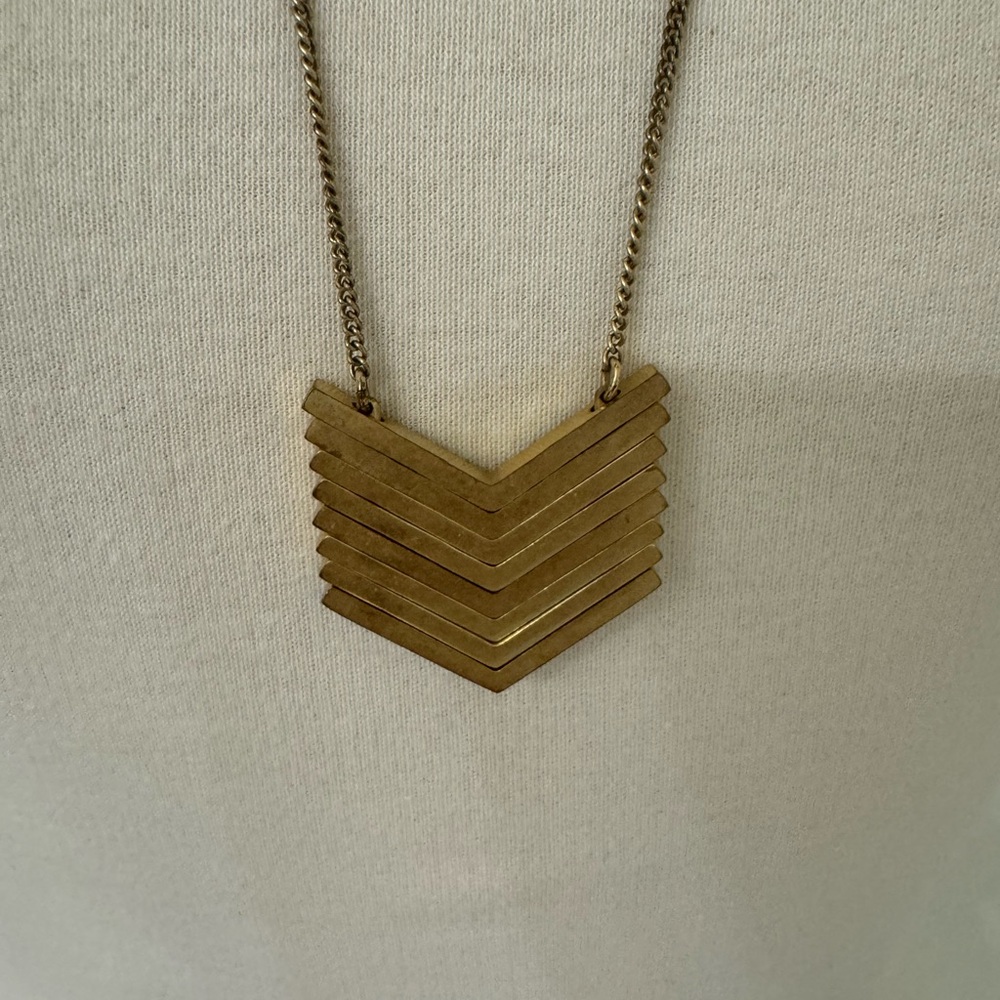 Pre-Owned J. Crew Gold Tone Arrowstack Necklace W… - image 2